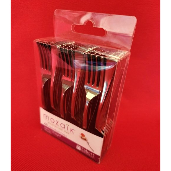 Mozaik 48 Appetizer Forks Heavy Weight Plastic - Picture 3 of 8